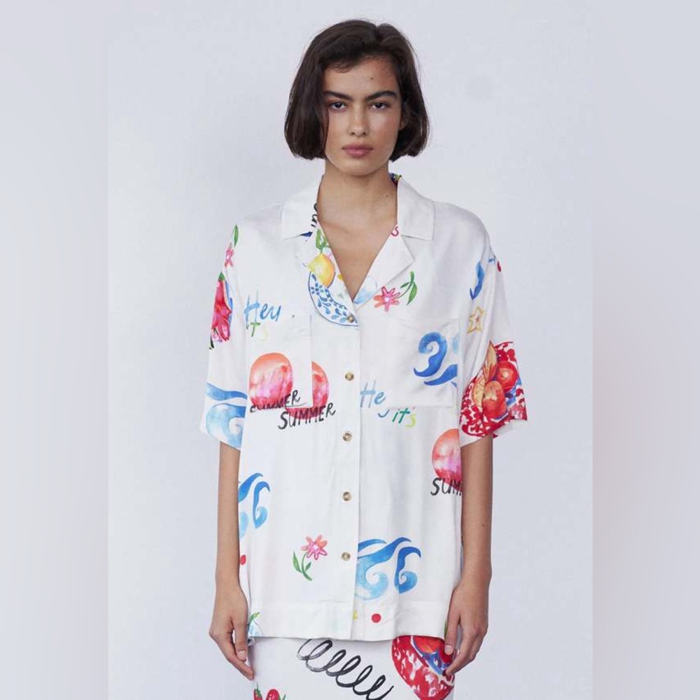 Damson Madder Chlo Beach Calypso Pocket Shirt in Picnic UK 10 / US 6 - Picture 3 of 14